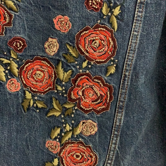 Embroidered beaded denim jacket - Picture 8 of 8